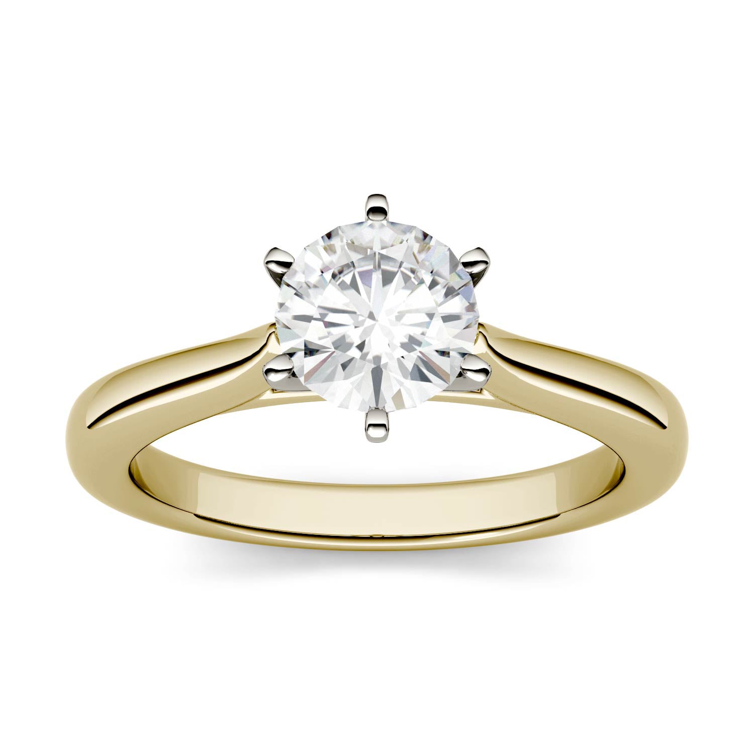 Charles & Colvard 6.5mm Moissanite Solitaire Engagement Ring in Two-tone Gold-612265 - Jewelry by Johan