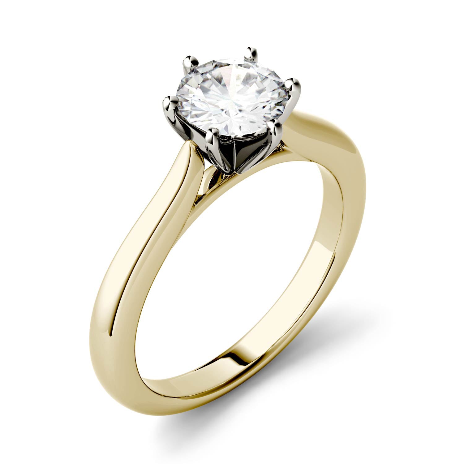 Charles & Colvard 6.5mm Moissanite Solitaire Engagement Ring in Two-tone Gold-612265 - Jewelry by Johan