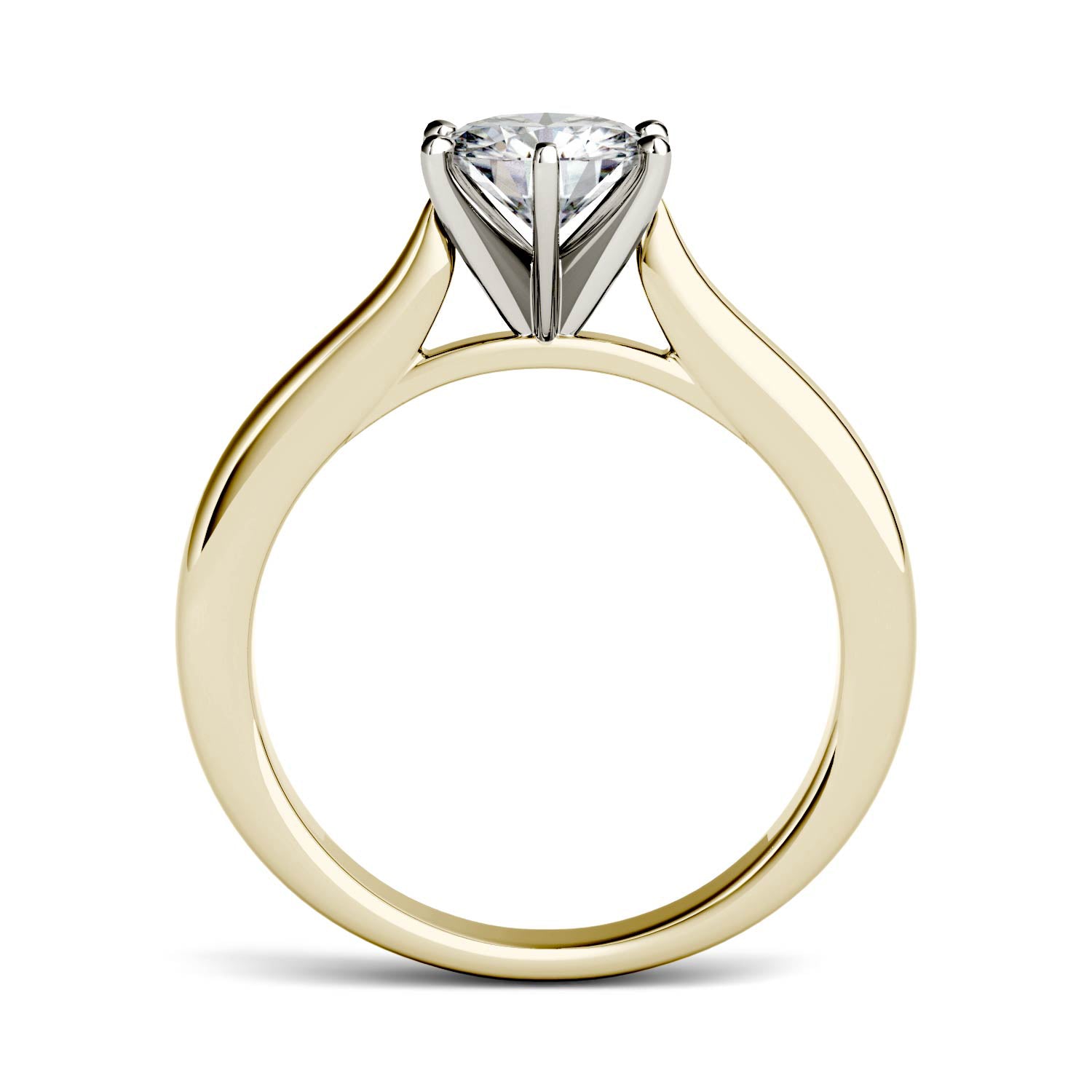 Charles & Colvard 6.5mm Moissanite Solitaire Engagement Ring in Two-tone Gold-612265 - Jewelry by Johan