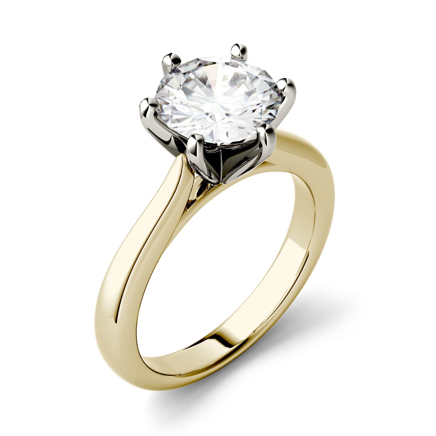 Charles & Colvard 8mm Moissanite Solitaire Engagement Ring in Two-tone Gold-612273 - Jewelry by Johan