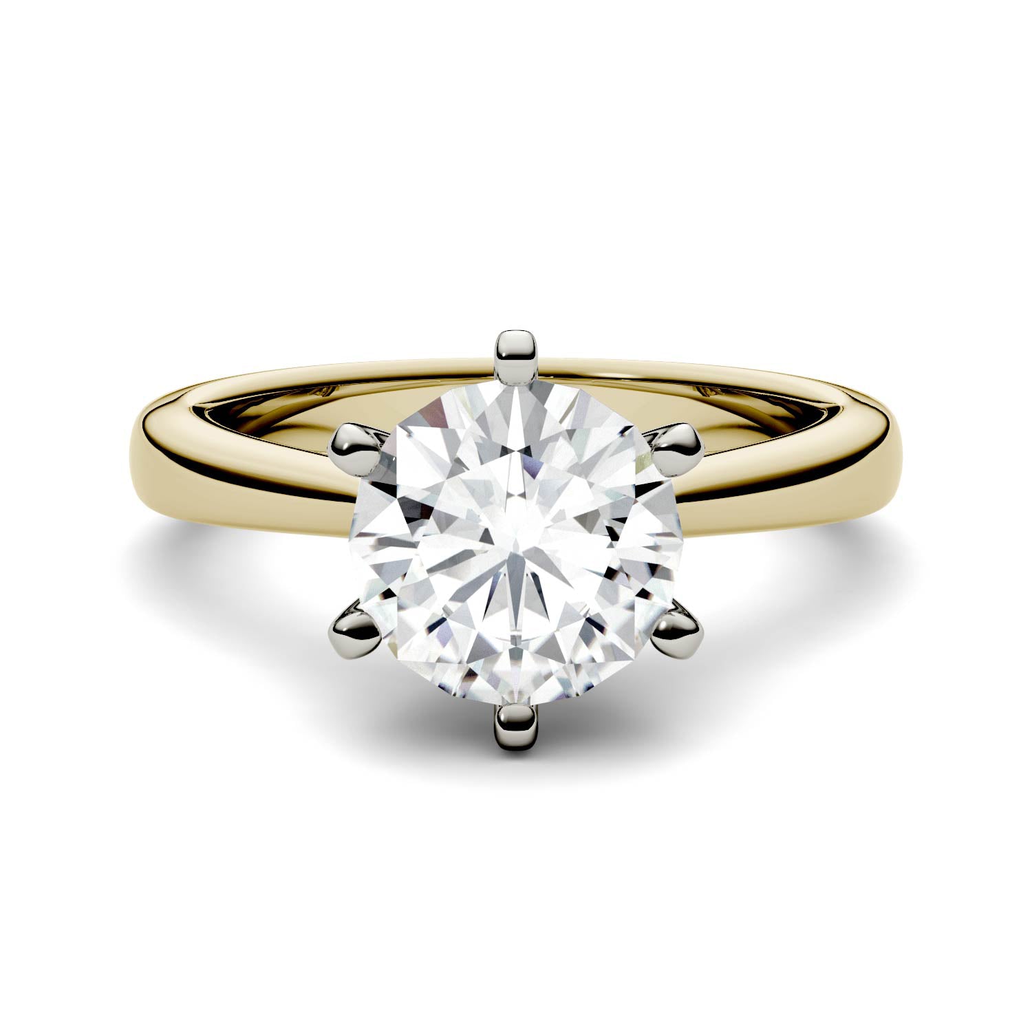 Charles & Colvard 8mm Moissanite Solitaire Engagement Ring in Two-tone Gold-612273 - Jewelry by Johan