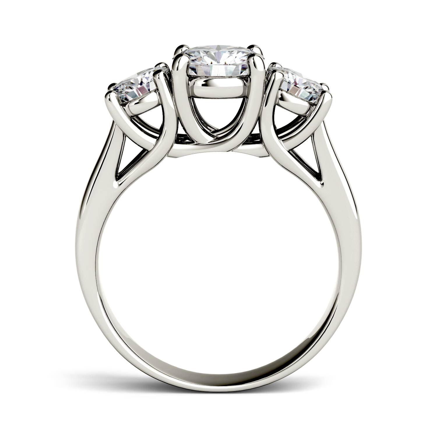 2 Carat TW Charles & Colvard Moissanite Three Stone Ring in White Gold-612279 - Jewelry by Johan