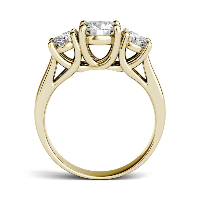 2 Carat TW Charles & Colvard Moissanite Three Stone Ring in Yellow Gold-612281 - Jewelry by Johan