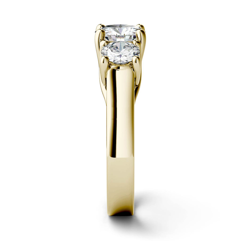 2 Carat TW Charles & Colvard Moissanite Three Stone Ring in Yellow Gold-612281 - Jewelry by Johan