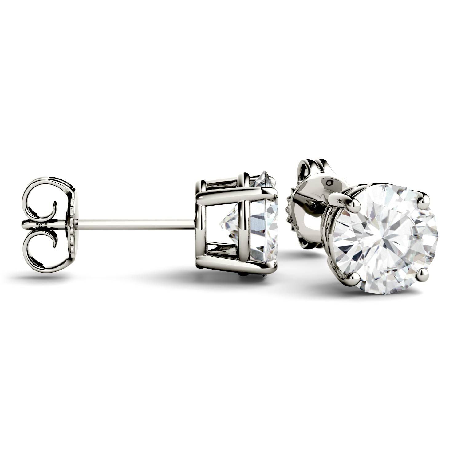 2 Carat TW Charles & Colvard Moissanite Stud Earrings in 14k Gold - Jewelry by Johan