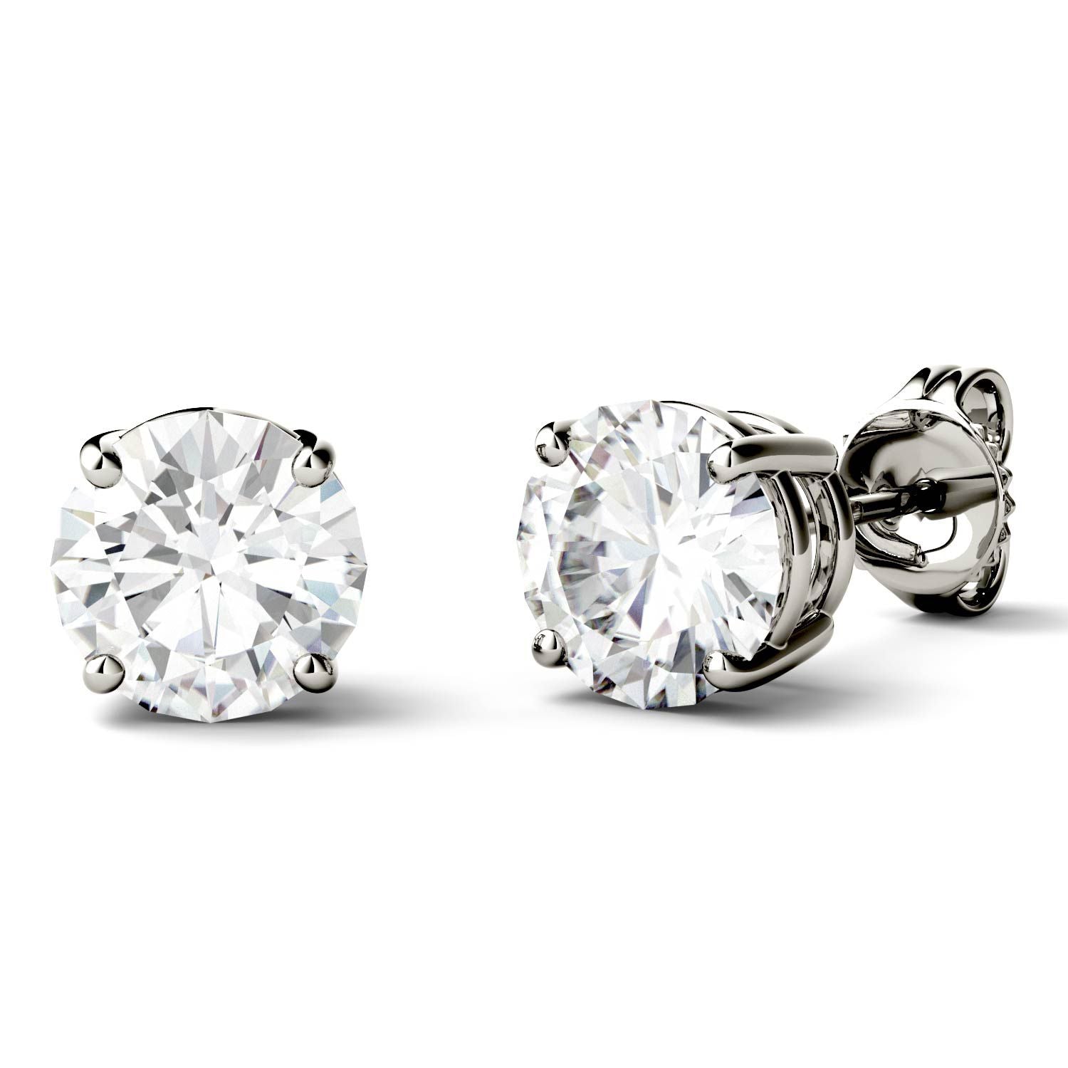 2 Carat TW Charles & Colvard Moissanite Stud Earrings in 14k Gold - Jewelry by Johan