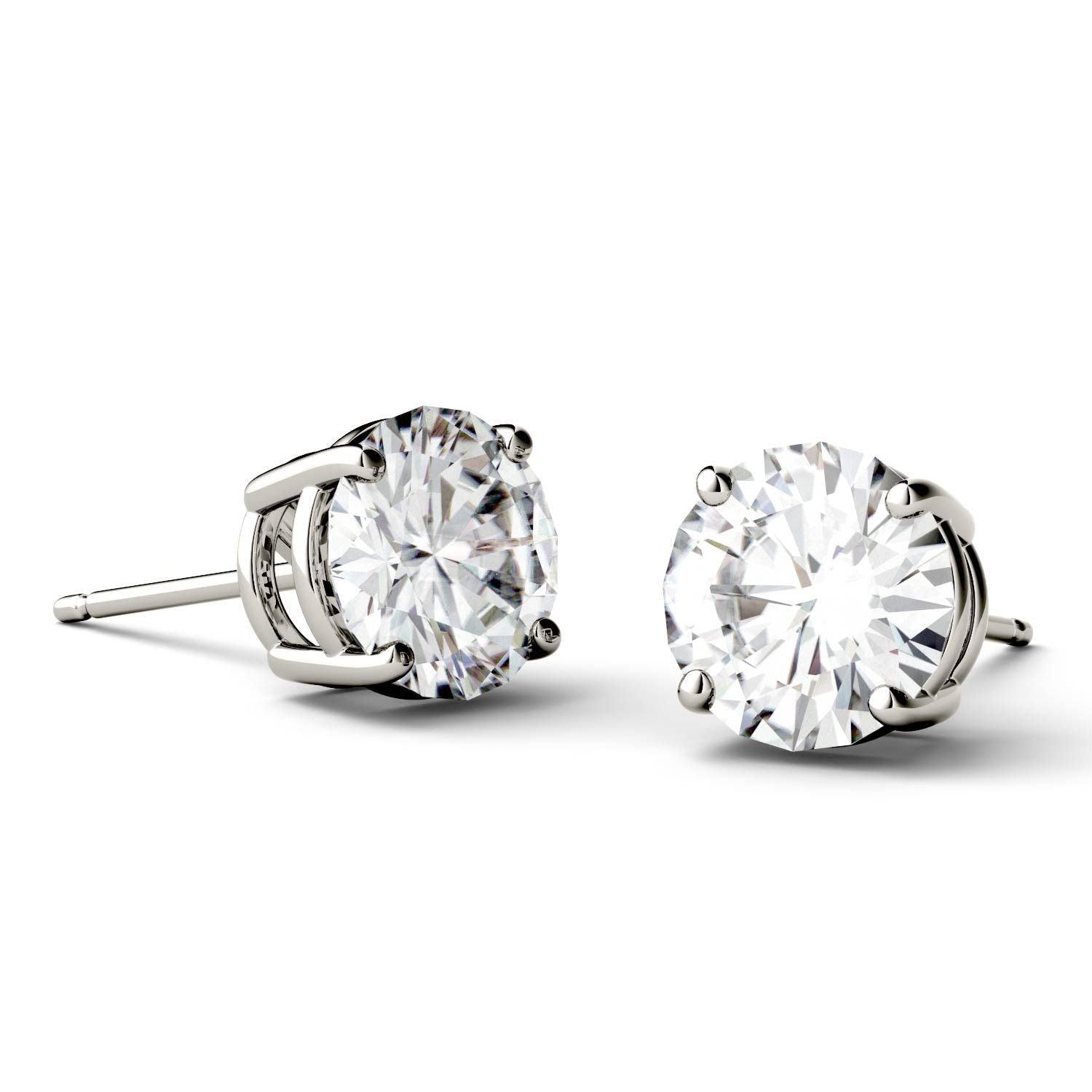 2 Carat TW Charles & Colvard Moissanite Stud Earrings in 14k Gold - Jewelry by Johan