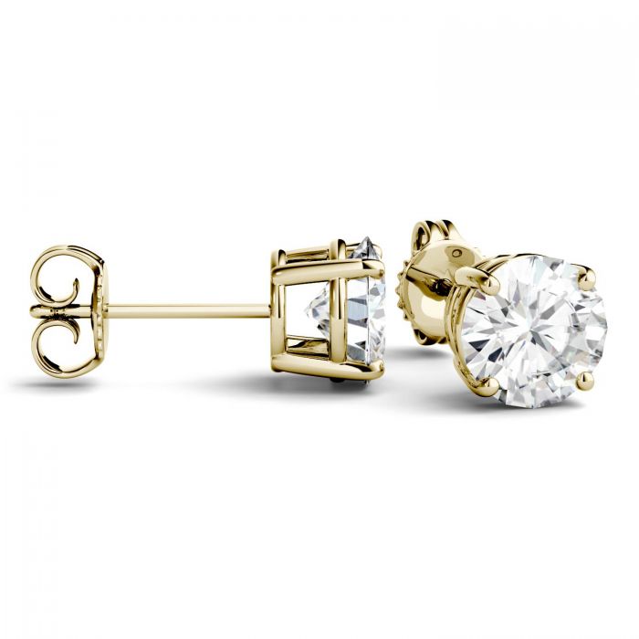 1 Carat TW Charles & Colvard Moissanite Stud Earrings in Yellow Gold-612702 - Jewelry by Johan