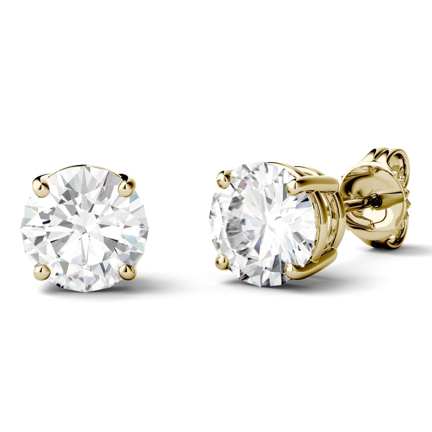 1 Carat TW Charles & Colvard Moissanite Stud Earrings in Yellow Gold-612702 - Jewelry by Johan