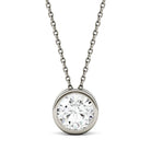 1 Carat TW Charles & Colvard Moissanite Bezel Pendant in White Gold-612718 - Jewelry by Johan