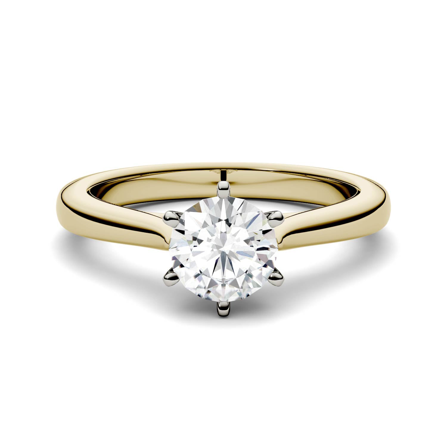 5mm Charles & Colvard Moissanite Solitaire Engagement Ring in Two-tone Gold-612935 - Jewelry by Johan