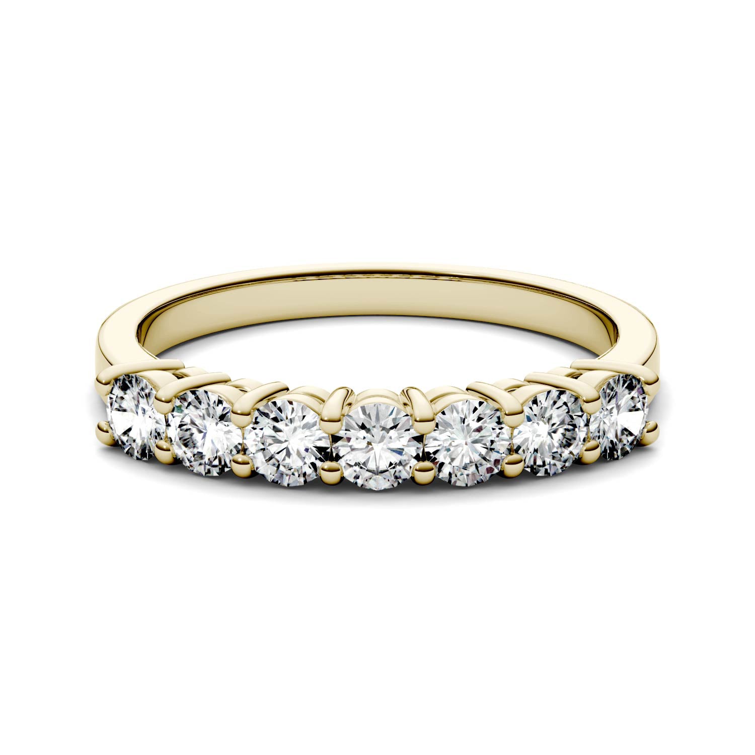 Charles & Colvard Moissanite Seven Stone Gold Ring - Jewelry by Johan