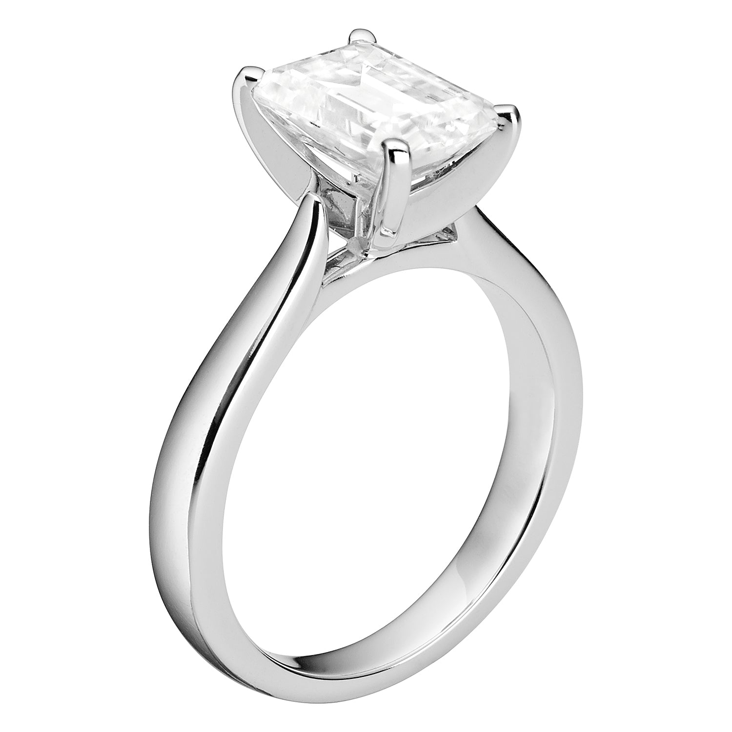 Charles & Colvard Moissanite Emerald Cut Solitaire Engagement Ring in White Gold-612945 - Jewelry by Johan