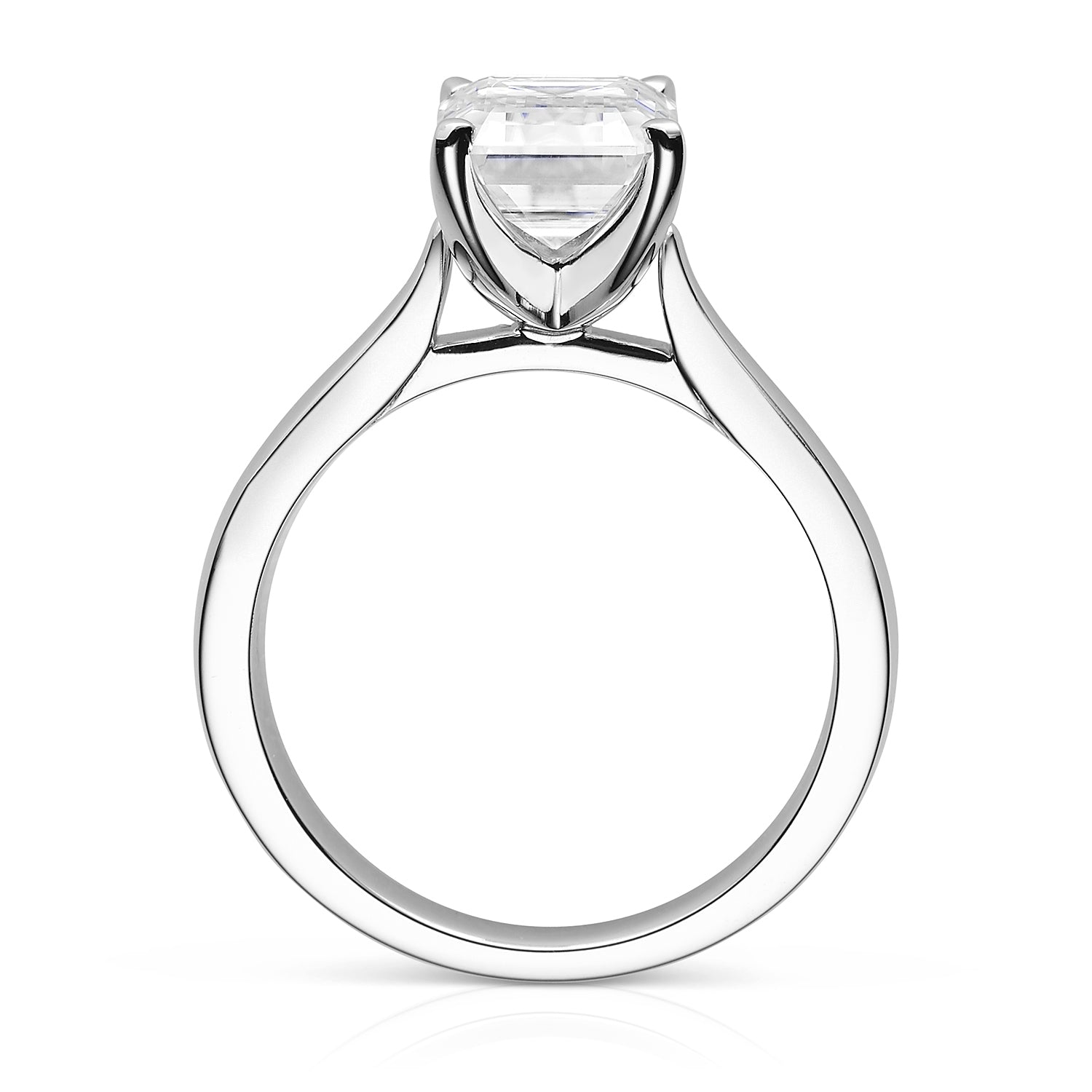 Charles & Colvard Moissanite Emerald Cut Solitaire Engagement Ring in White Gold-612945 - Jewelry by Johan