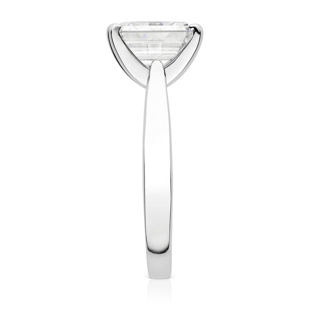 Charles & Colvard Moissanite Emerald Cut Solitaire Engagement Ring in White Gold-612945 - Jewelry by Johan