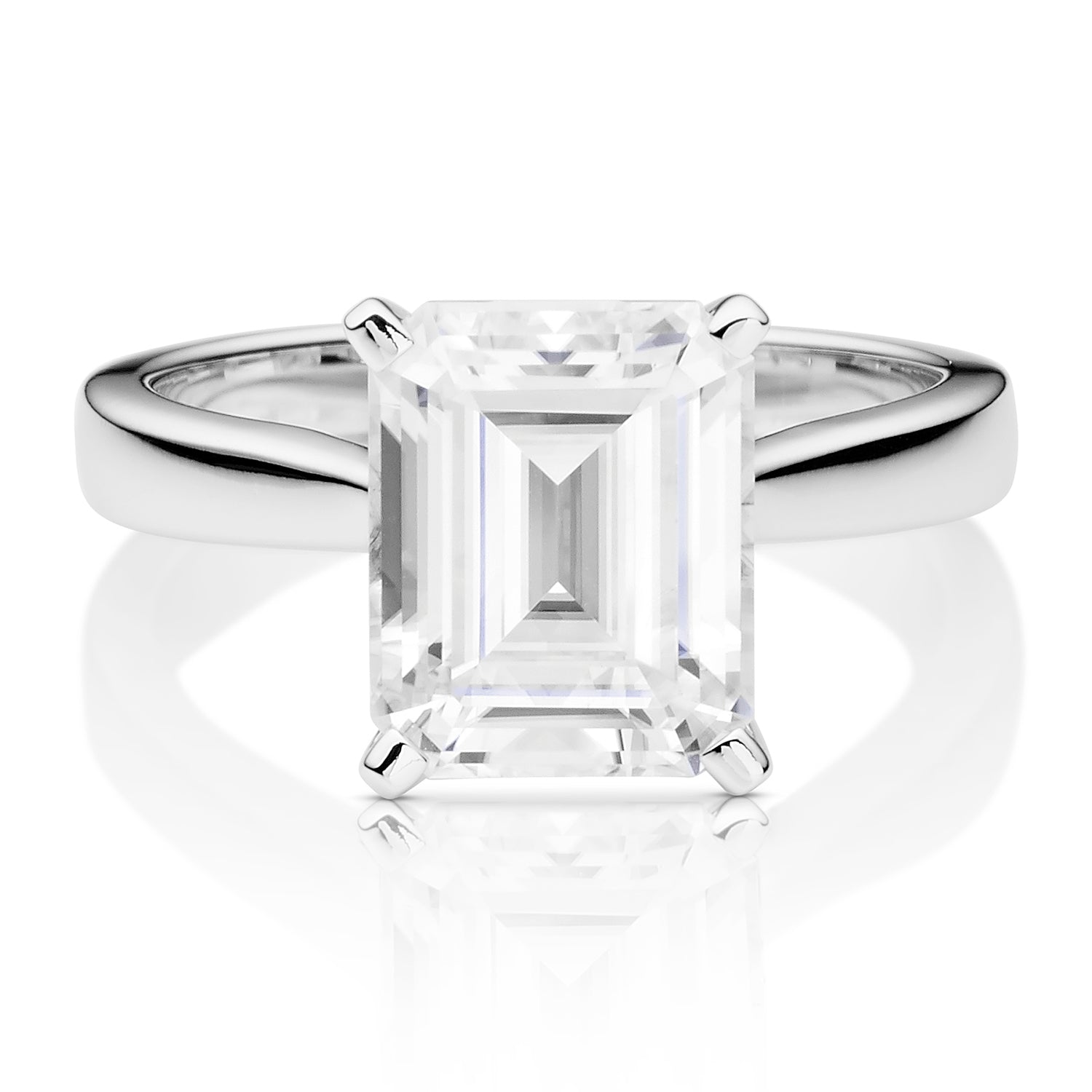 Charles & Colvard Moissanite Emerald Cut Solitaire Ring in White Gold-612946 - Jewelry by Johan