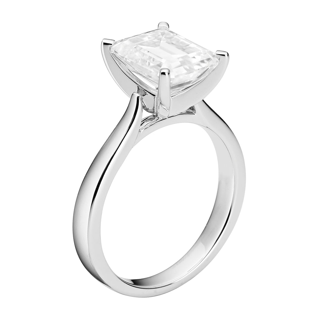 Charles & Colvard Moissanite Emerald Cut Solitaire Ring in White Gold-612946 - Jewelry by Johan