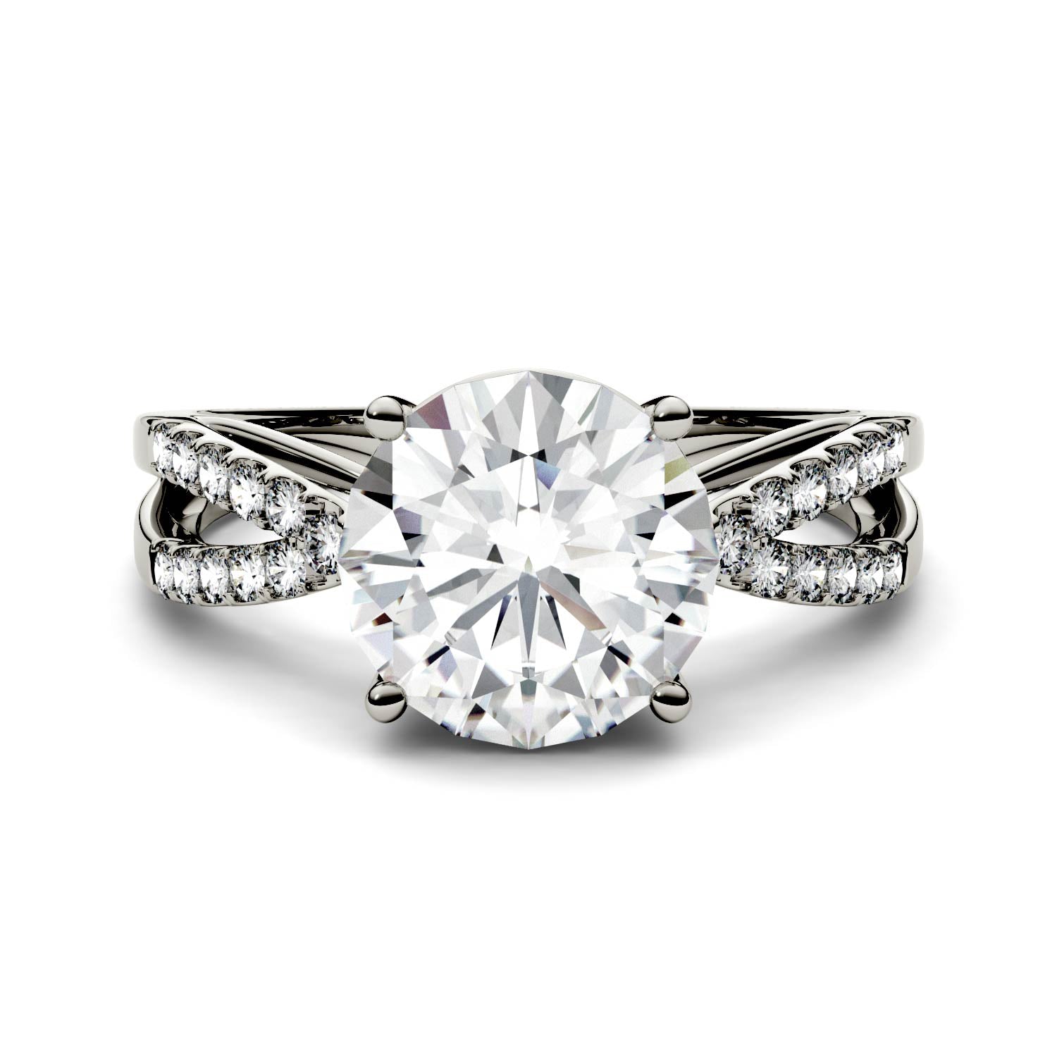 Charles & Colvard Moissanite Split Shank Ring in White Gold-612949 - Jewelry by Johan