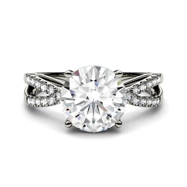 Charles & Colvard Moissanite Split Shank Ring in White Gold-612949 - Jewelry by Johan