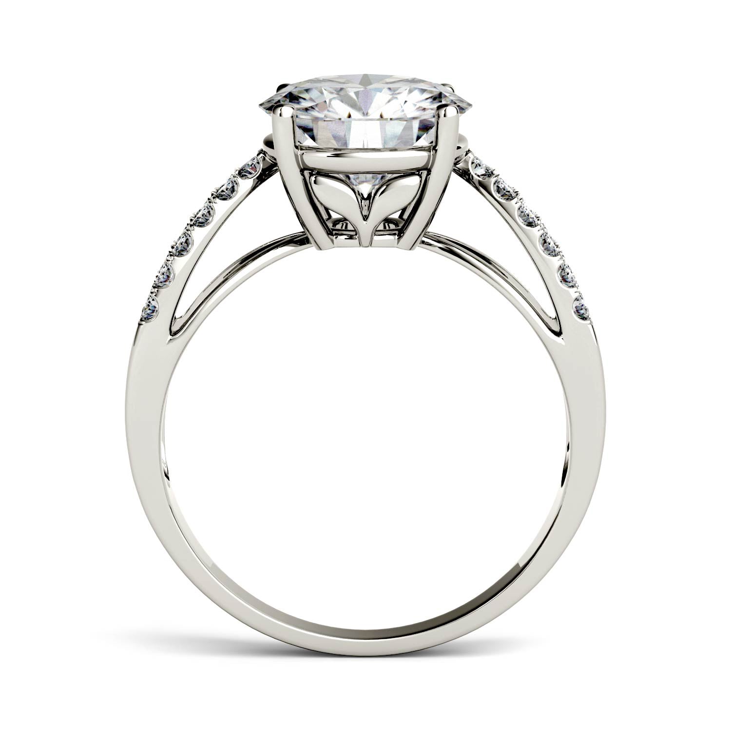 Charles & Colvard Moissanite Split Shank Ring in White Gold-612949 - Jewelry by Johan