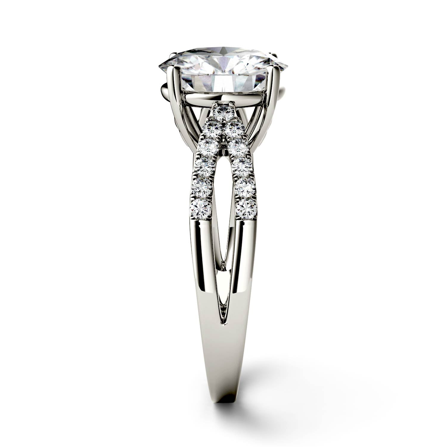 Charles & Colvard Moissanite Split Shank Ring in White Gold-612949 - Jewelry by Johan
