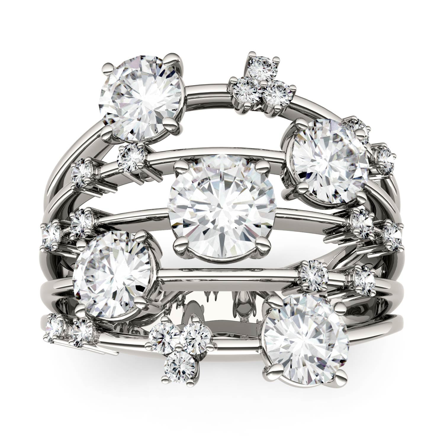 Charles & Colvard Moissanite Galaxy Statement Ring in White Gold-612950 - Jewelry by Johan