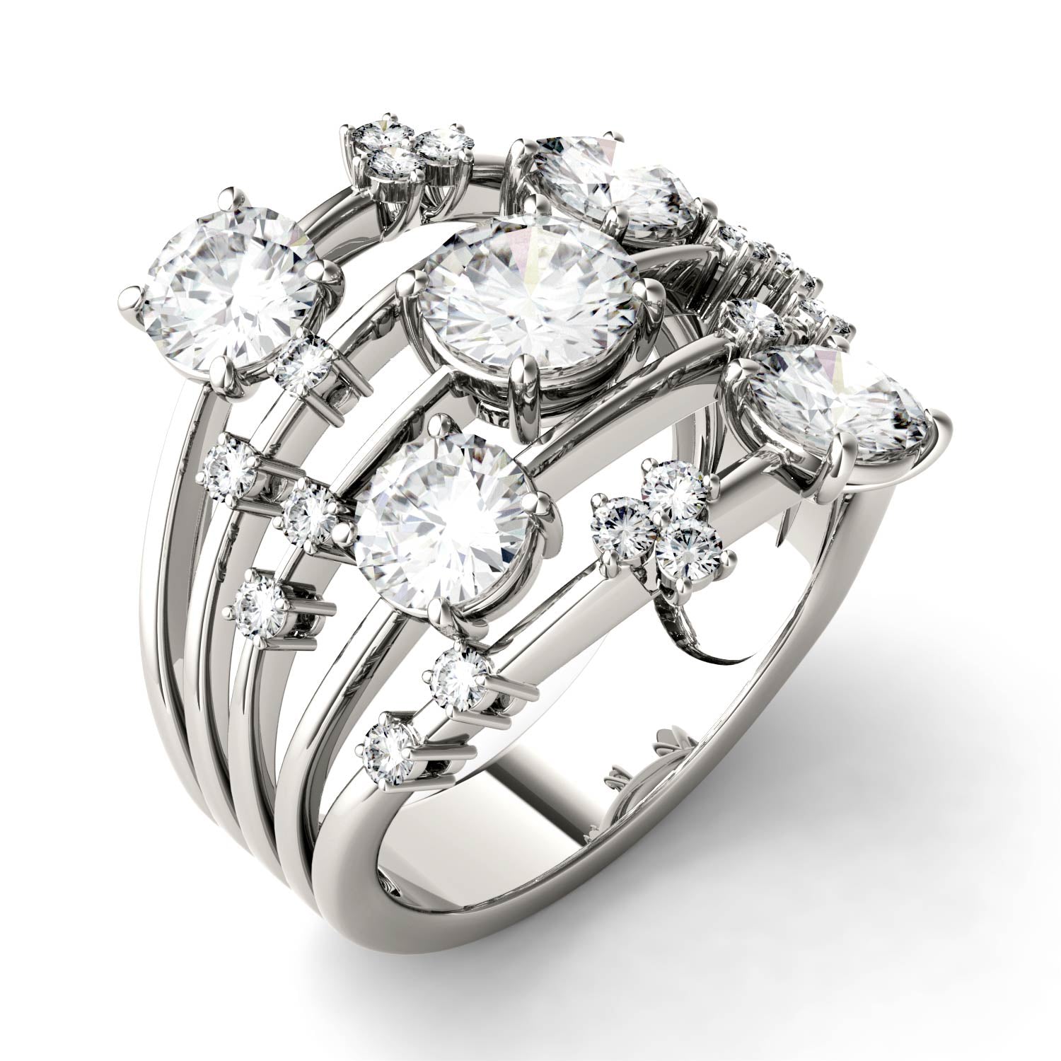 Charles & Colvard Moissanite Galaxy Statement Ring in White Gold-612950 - Jewelry by Johan