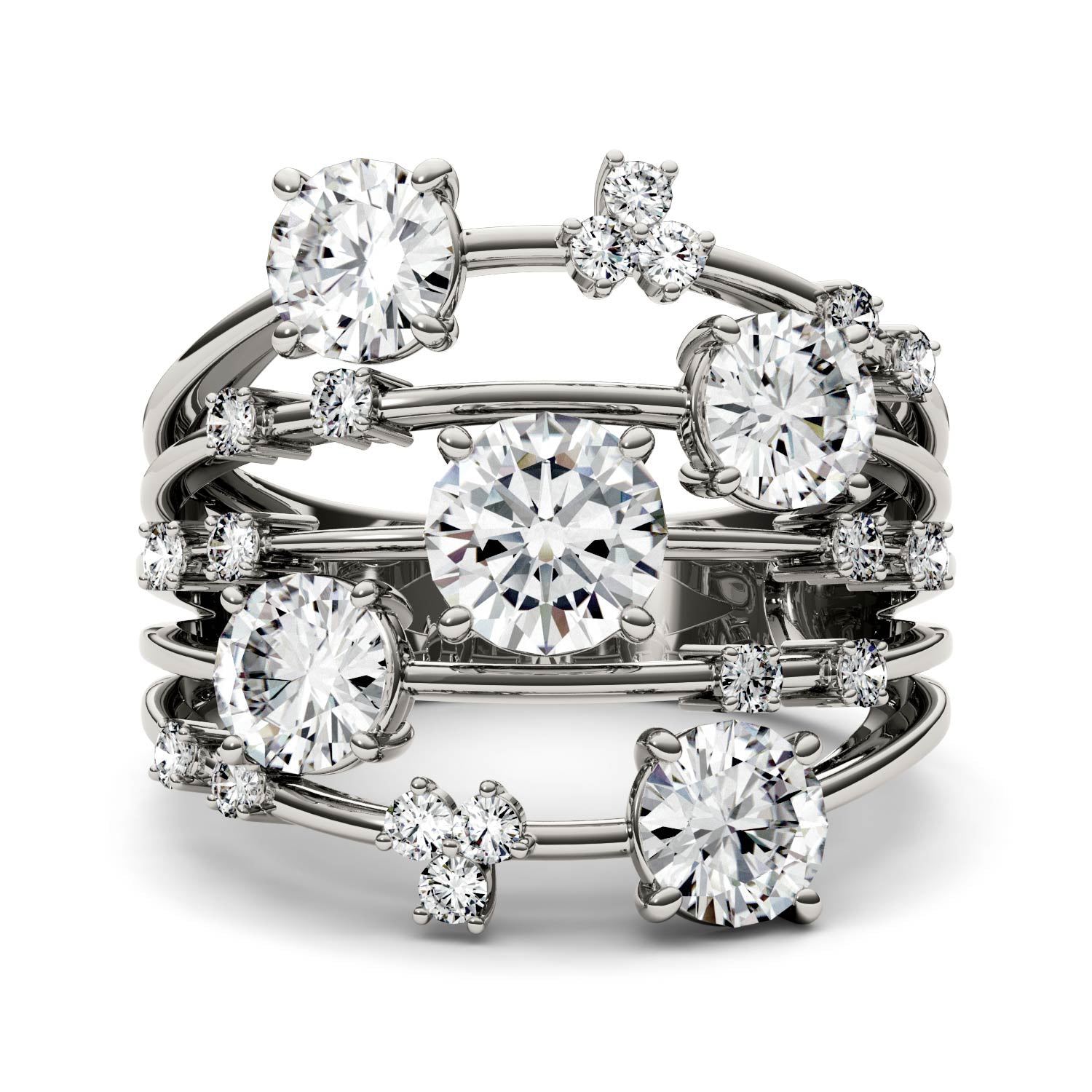 Charles & Colvard Moissanite Galaxy Statement Ring in White Gold-612950 - Jewelry by Johan