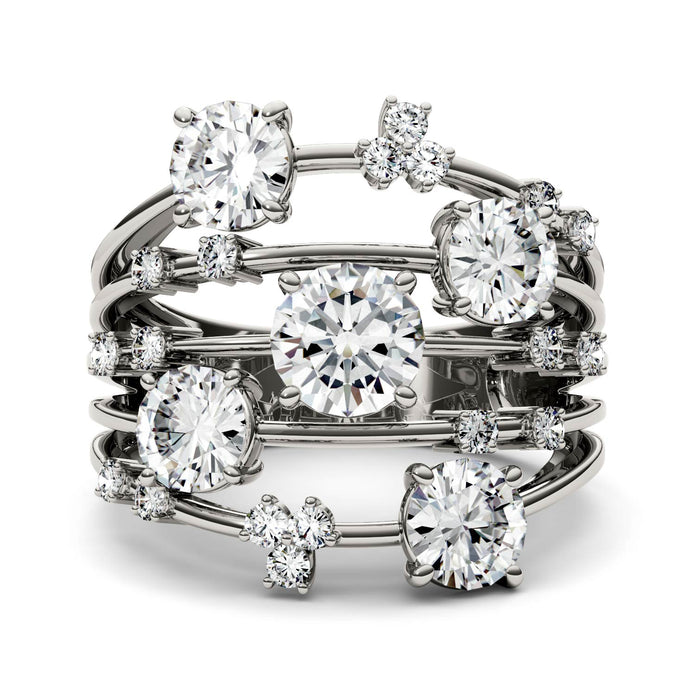 Charles & Colvard Moissanite Galaxy Statement Ring in White Gold-612950 - Jewelry by Johan