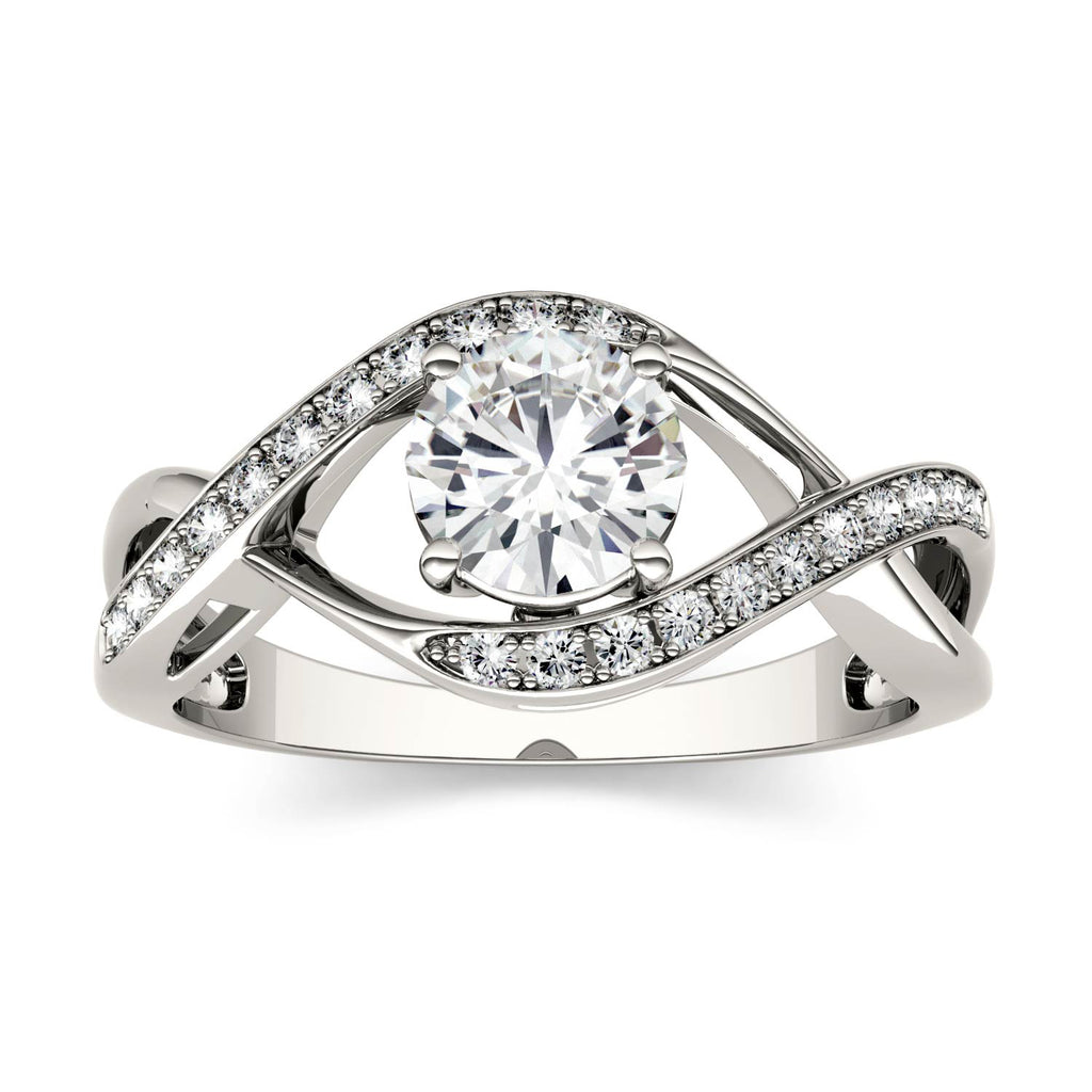 Charles & Colvard 6mm Moissanite Swirl Solitaire Ring in White Gold-612953 - Jewelry by Johan