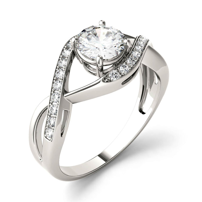 Charles & Colvard 6mm Moissanite Swirl Solitaire Ring in White Gold-612953 - Jewelry by Johan