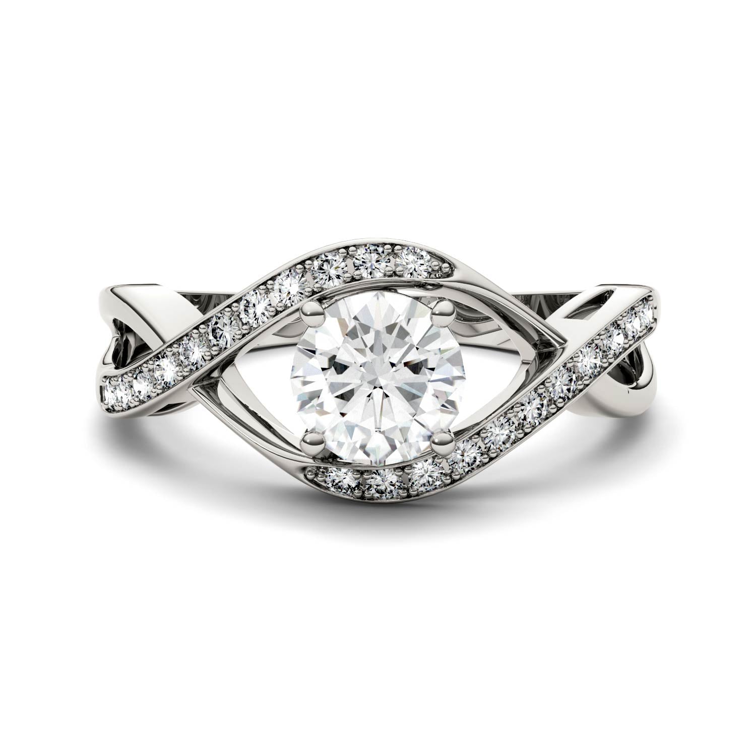 Charles & Colvard 6mm Moissanite Swirl Solitaire Ring in White Gold-612953 - Jewelry by Johan