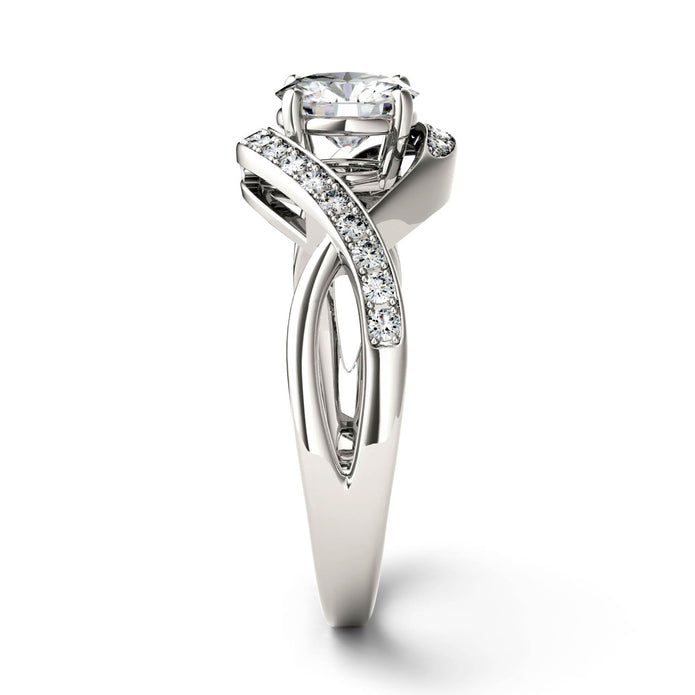Charles & Colvard 6mm Moissanite Swirl Solitaire Ring in White Gold-612953 - Jewelry by Johan