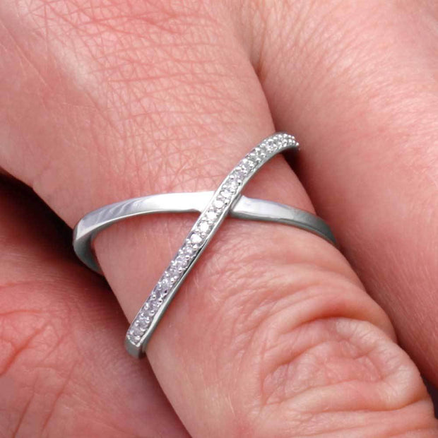 Diamond X Shaped Fashion Ring-SHRF019088 - Jewelry by Johan