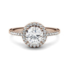 Charles & Colvard Moissanite Halo Engagement Ring in Rose Gold-618122 - Jewelry by Johan