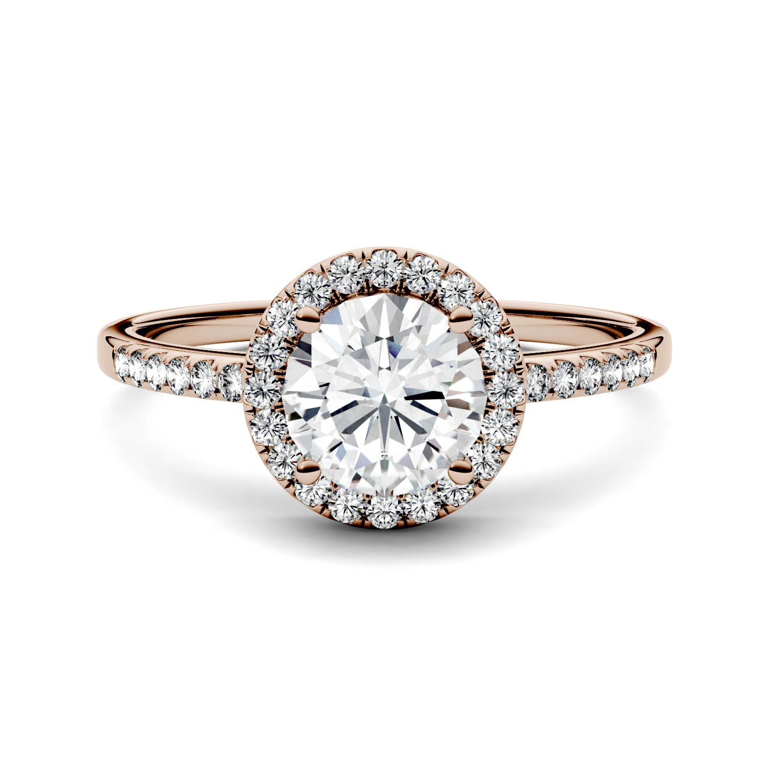 Charles & Colvard Moissanite Halo Engagement Ring in Rose Gold-618122 - Jewelry by Johan