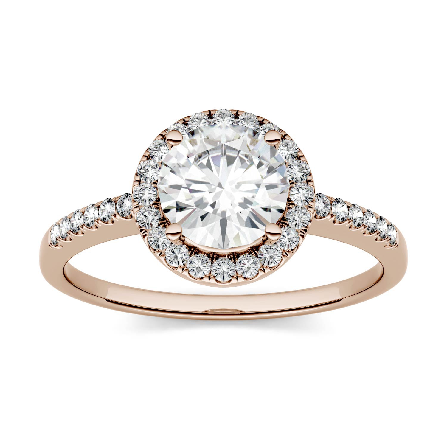 Charles & Colvard Moissanite Halo Engagement Ring in Rose Gold-618122 - Jewelry by Johan