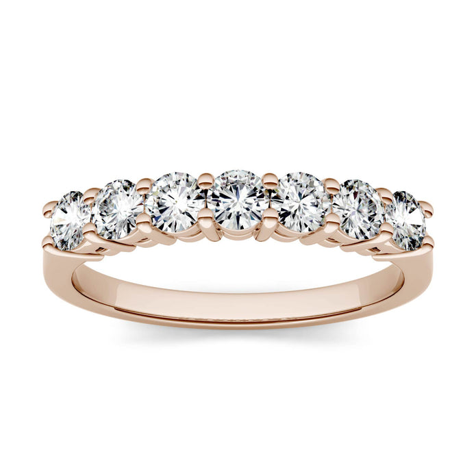 Charles & Colvard Moissanite Seven Stone Band in Rose Gold-618126 - Jewelry by Johan