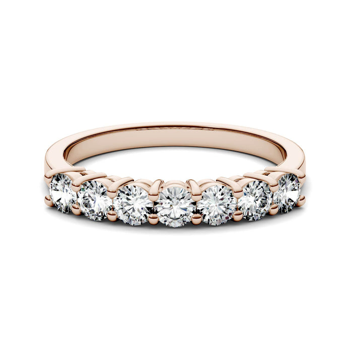 Charles & Colvard Moissanite Seven Stone Band in Rose Gold-618126 - Jewelry by Johan