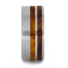 Wood Striped Ring with Redwood and Gold Box Elder Burl in Titanium-1143 - Jewelry by Johan