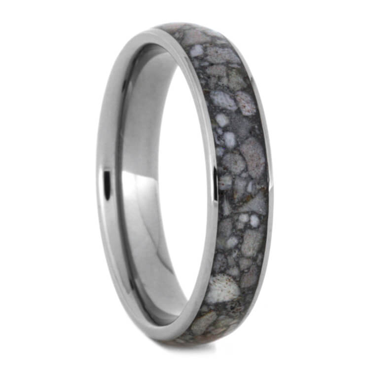 Crushed Deer Antler Wedding Band In Titanium, Size 10-RS9394 - Jewelry by Johan