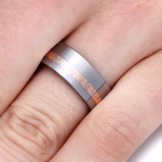 Tungsten Ring With Copper And Silver Mokume Gane-2200 - Jewelry by Johan