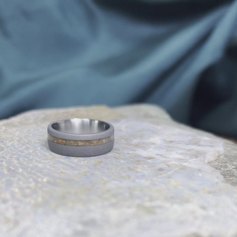 Dinosaur Bone Wedding Band in Sandblasted Titanium