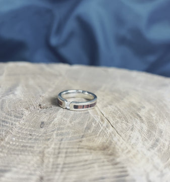 Diamond Engagement Ring with Walnut Wood Inlays