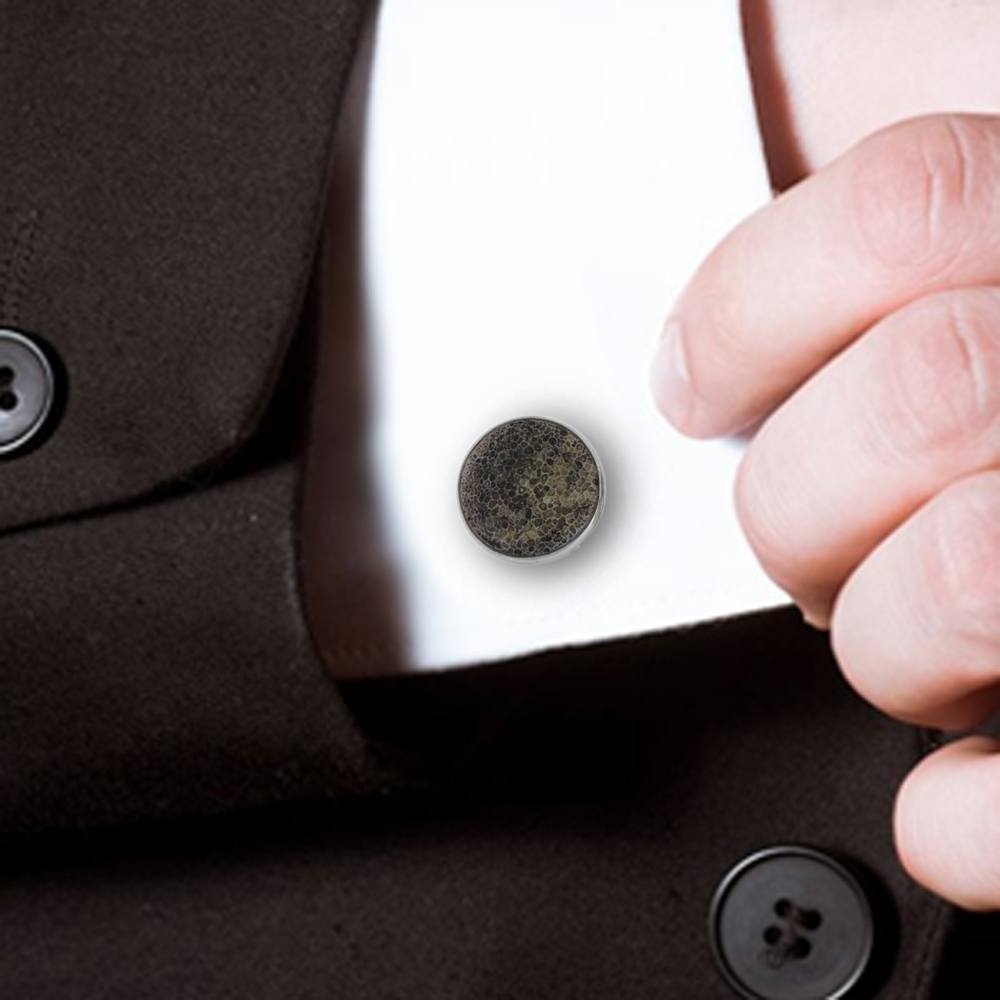 Round Cuff Links with Deer Antler, In Stock-SIG3047 - Jewelry by Johan