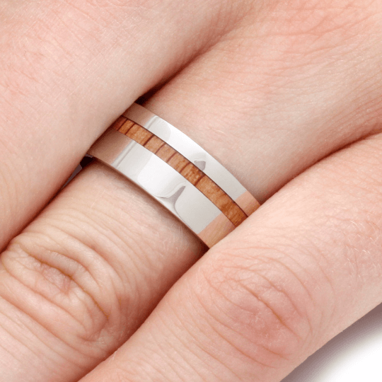 Oak Wood Ring with White Gold-2145 - Jewelry by Johan