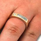 Diamond Men's Wedding Band in Yellow Gold With Meteorite-3200 - Jewelry by Johan