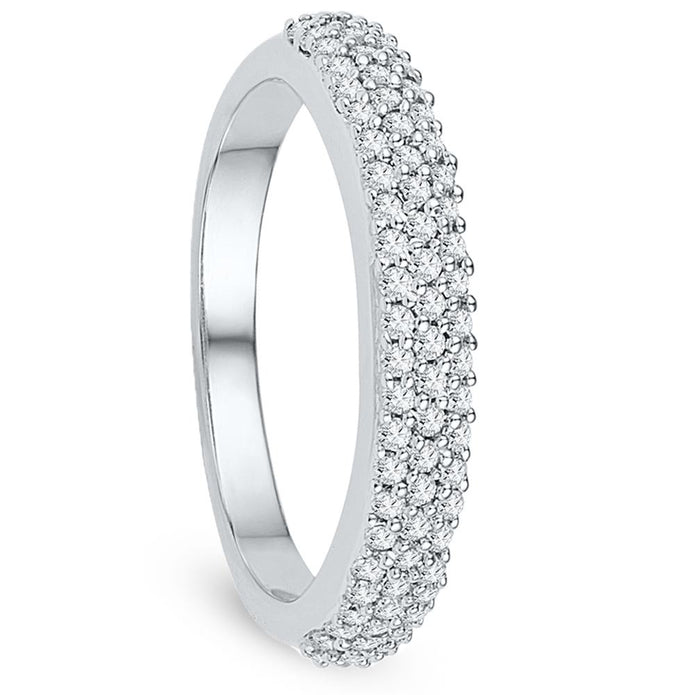 Triple Row Diamond Wedding Band in Sterling Silver-SHRA029011-SS - Jewelry by Johan