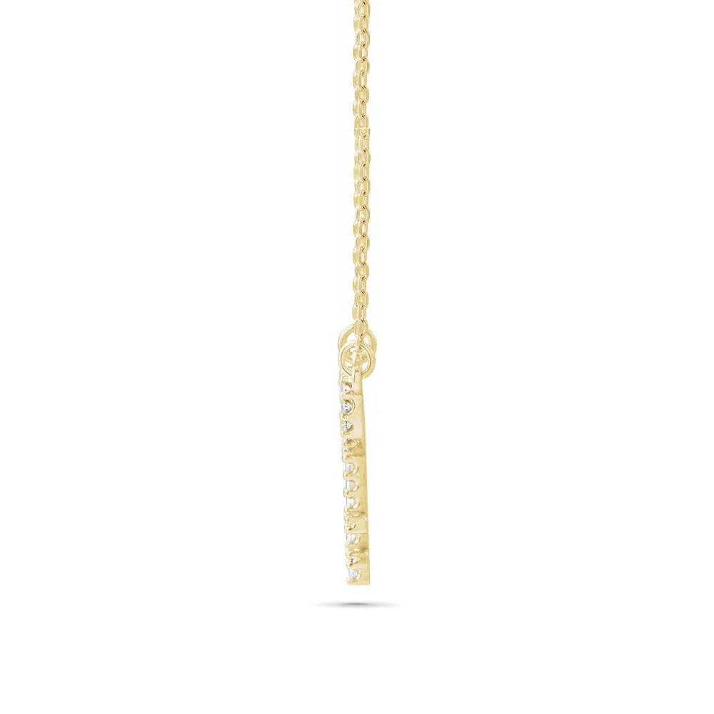 14kt Yellow Gold Natural Diamond Key Necklace