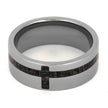 Titanium Ring With A Deer Antler Cross Inlay-2869 - Jewelry by Johan